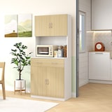 thumbnail of Alacena de cocina armario de cocina con puertas cajón y estantes ajustables antivuelco para comedor salón 80x40x180 cm natural y blanco