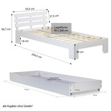 thumbnail of Décoshop26 - Letto singolo in legno di pino bianco 90x200 con rete a doghe e cassetto contenitore LIT06231