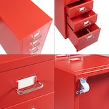 thumbnail of Helloshop26 - Caisson de bureau armoire meuble de rangement à roulettes avec 5 tiroirs 69 x 28 x 41 cm acier rouge 03_0009105