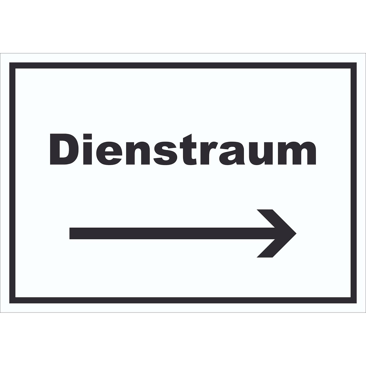 Dienstraum Schild mit Text und Richtungspfeil rechts Büro waagerecht A2 (420x594mm)