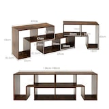 thumbnail of COSTWAY Houten tv-kast, 3-delig, vrij te combineren, tv-standaard voor tv's tot 65 inch, hoekplank, uitschuifbaar