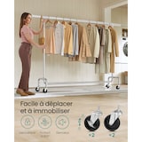 thumbnail of Helloshop26 - Portant à vêtements avec roulettes tringle extensible pour charge lourde capacité de charge 110 kg 45 x (160-200) x 12_0006974
