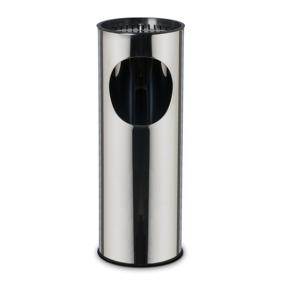 Stil Casa afvalbak met asbak, roestvrij staal, Ø 24,3xh. 66,5 cm, bovenste rand met sigarettenuitdoofgrill, 1 kg zand inbegrepen, 17 liter, glanzend.
