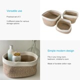 thumbnail of Intirilife 3-teiliges Set Aufbewahrungskorb aus Baumwolle in Weiß Beige - 22.5 x 16 x 11.5 / 27 x 20 x 13.5 / 33.5 x 22.5 x 14 cm Regalkorb Organizer