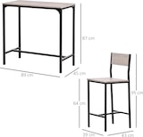 thumbnail of Bar-Set mit Tisch und 2 Hockern im Industrial-Stil, Metallgestell, für Küche und Wohnzimmer, in Natur und Schwarz