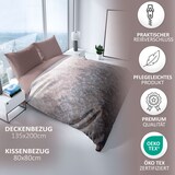 thumbnail of 4 teilige Baumwolle Bettwäsche Set 135x200 cm Renforce Beige Braun Schwarz Pflanzen Wendebettwäsche mit Reißverschluss