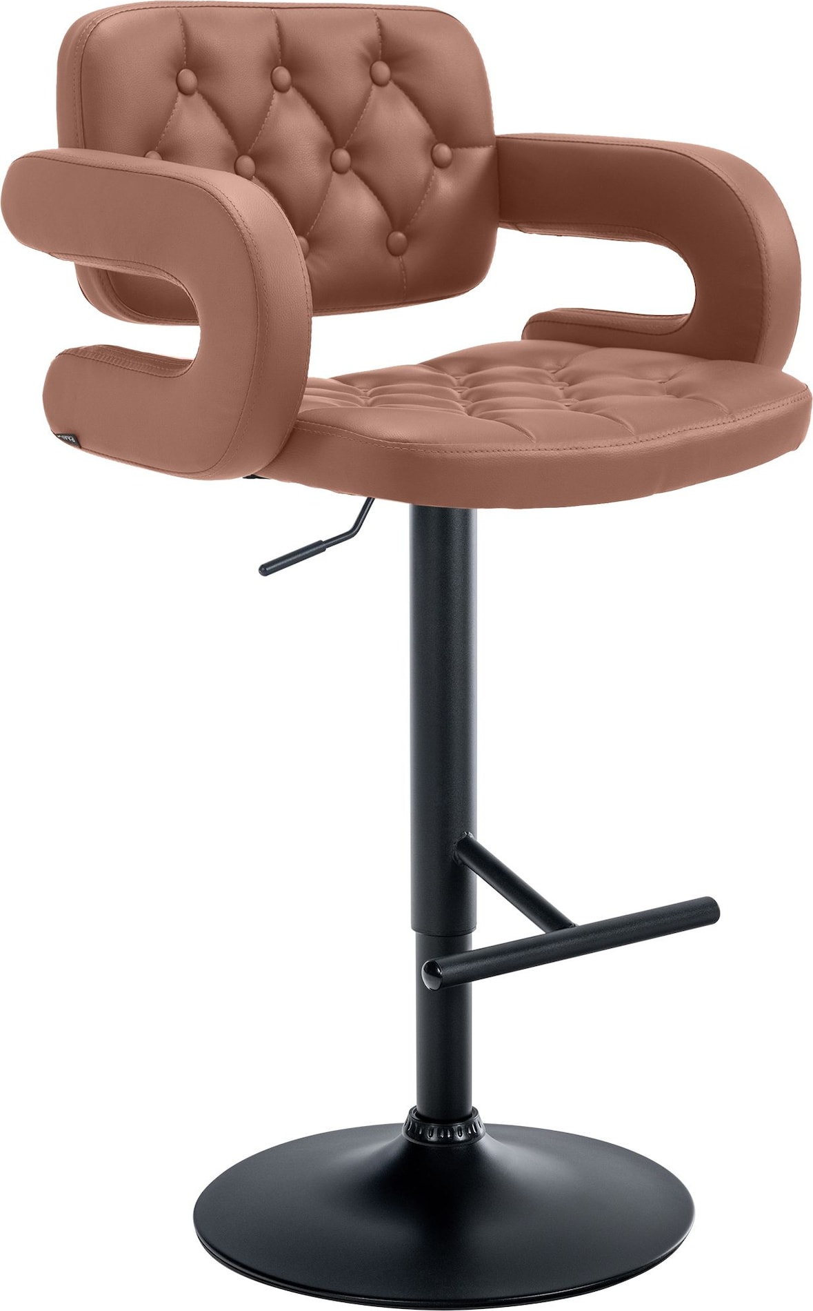 CHEFGASTRO Barhocker CAPE TOWN Schwarz HxBxT 103x62x55cm Kunstleder Cognac Barstuhl