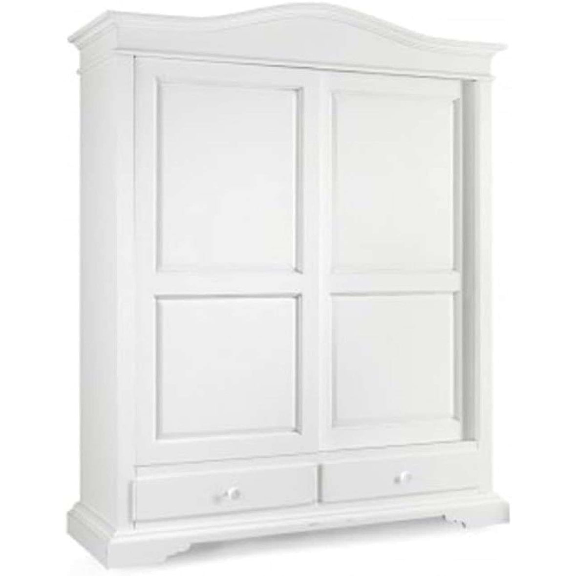 shopinnovativo -Armadio appendiabiti con bastone e 2 ante scorrevoli 2 cassetti arte povera, in legno colore bianco 180x67x226 H