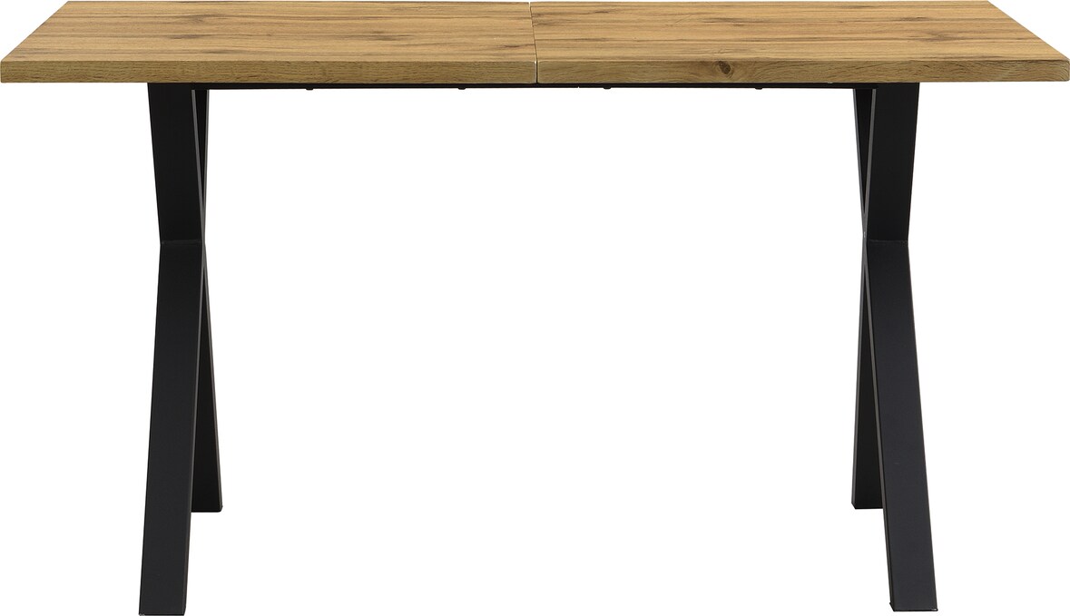 Esstisch MDF Eiche mit Metallgestell Schwarz, Kreuzbeine, modern
