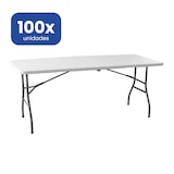 thumbnail of Pack 100 Mesas Plegables 180cm Blancas. Lote Profesional Mesa Maleta Rectangular. Acero y HDPE Alta Resistencia