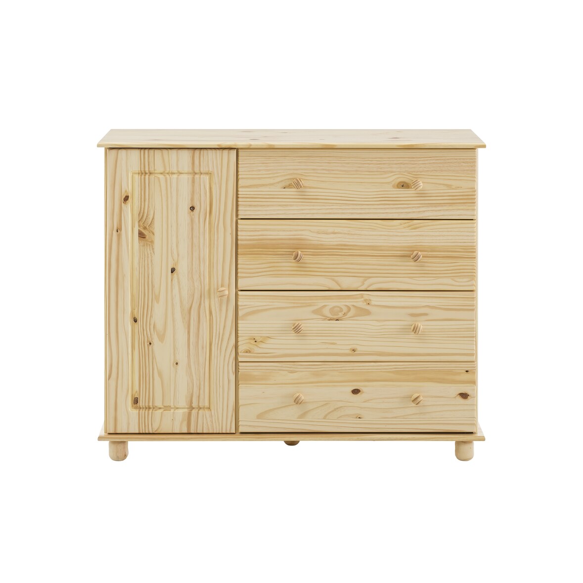 SIT Möbel ladekast | 4 laden, 1 deur | massief grenen | B 121 x D 43 x H 102 cm | lak naturel | 19000-64 | Serie KOMMODE