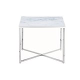 thumbnail of SalesFever Beistelltisch quadratisch | Glasplatte foliert in Marmor-Optik | Gestell Metall | B 50 x T 50 x H 42 cm | weiß-chrom