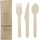 thumbnail of MONOUSO - Set Posate Legno Forchetta, Coltello e Cucchiaio (600 Pezzi)