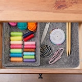 thumbnail of Relaxdays Schubladen Organizer Filz, 4-tlg. Ordnungssystem Schreibtisch, 3 Größen, Schubladeneinsatz, Filzkörbe, grau