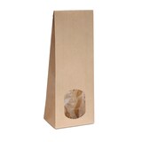 thumbnail of 10x Blockbodenbeutel mit ovalem Sichtfenster - 100g/250g/500g - 10,5 x 6 x 29cm - Papiertüten Bodenbeutel Geschenktüte Kraftpapier (500g - ov. F.)