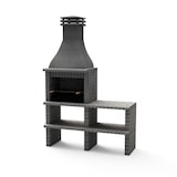 thumbnail of MF - Gartenkamin BBQ KHIVA Plus für Holz & Kohle mit Seitenablage & Grillrost. Dunkelgrau (164x58x246 cm). REF: M01024. Für den Außenbereich.