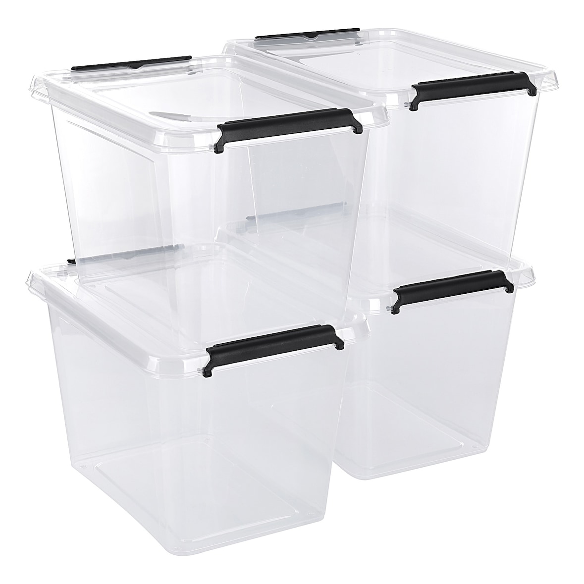 Aufbewahrungsbox mit Deckel 4er Set 19 Liter Kunststoffbox Stapelbox Lagerbox Regalbox