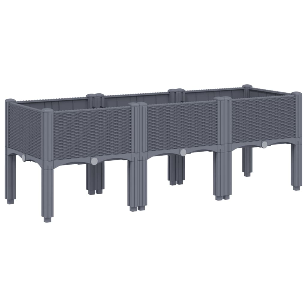 Helloshop26 - Fioriera rialzata per piante fiori patio giardino con gambe 120 x 40 x 42 cm PP grigio 02_0038150