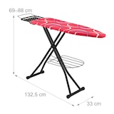 thumbnail of Relaxdays Bügelbrett für Dampfbügeleisen, 110 x 33 cm, höhenverstellbar, klappbar, Kleiderablagen, Bügeltisch, rot