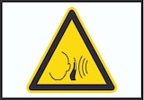 thumbnail of Achtung Unvermittelt laute Geräusche Symbol A1 Rückseite selbstklebend Schild