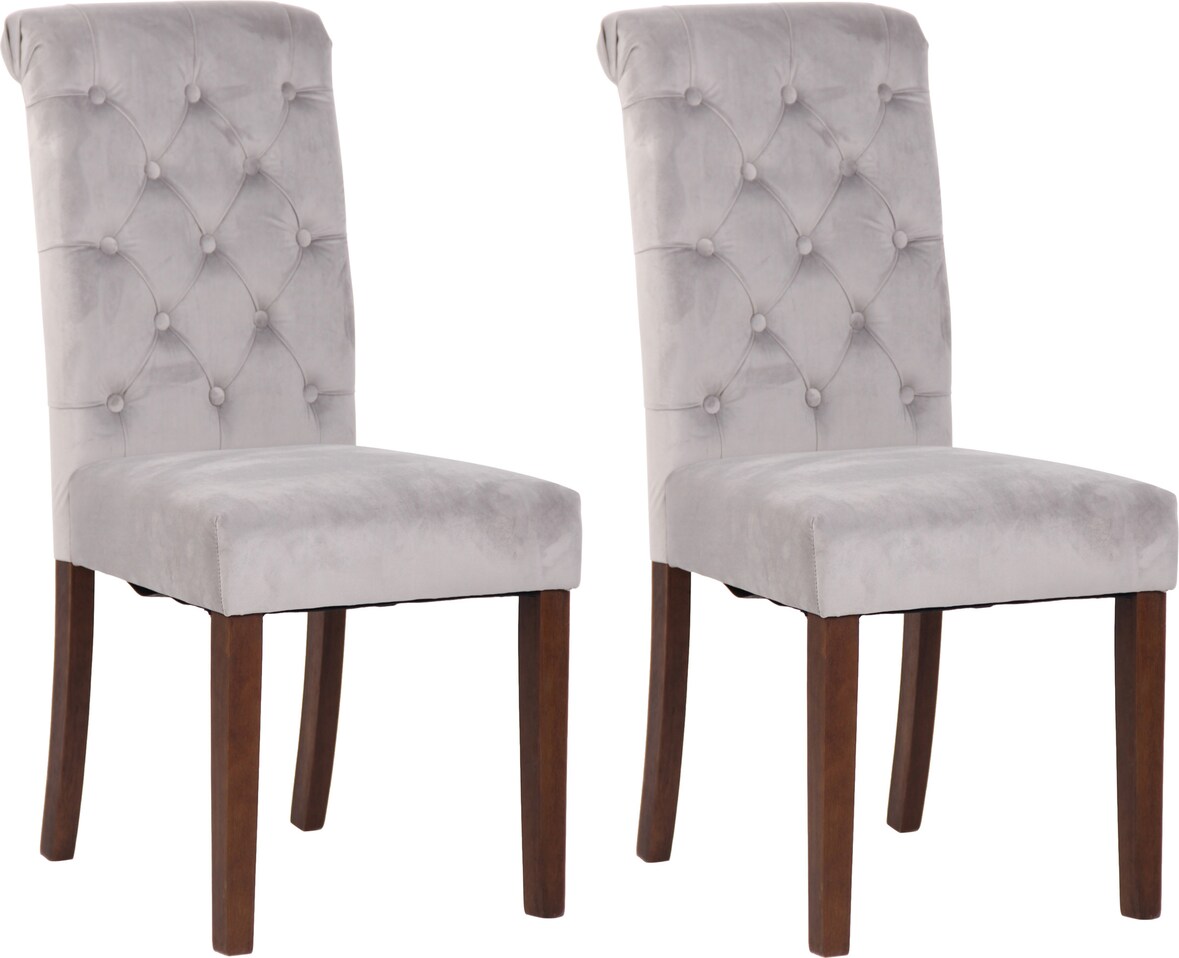DELUKE® 2er Set Esszimmerstühle WALES Samt - 98x45x63cm, grau, Holz Gestell Stühle Esszimmerstühle Stuhl Esszimmer Esstisch Stühle Küchenstuhl
