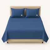 thumbnail of Benetton - Conjunto de cama king 4 peças: lençol plano (240x290cm), lençol justo (175x200cm), 2 fronhas (50x80cm) 100% algodão azul