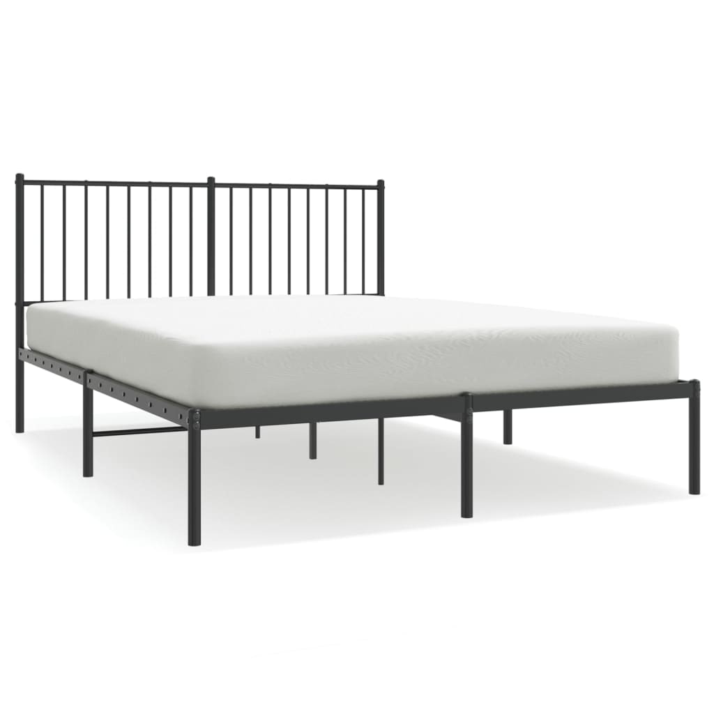 vidaXL Bedframe met hoofdbord metaal zwart 140x200 cm