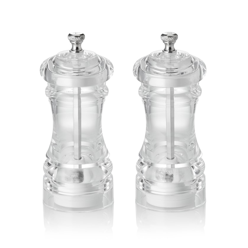 3x Salz- und Pfeffermühlen Set Acryl, 12 cm Classic Mill Keramikmahlwerk