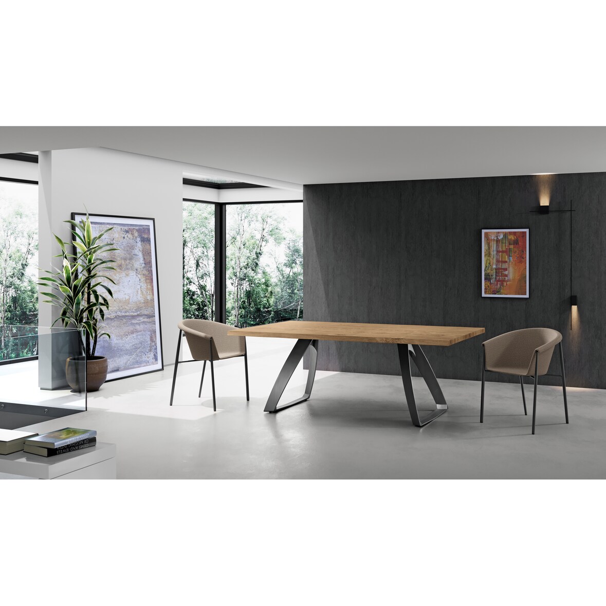 Bridge - Fester Tisch (200 x 100 cm) in schwarzer Eiche