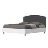 thumbnail of Cama con almacenaje 160x190 estructura fresno blanco cabecero microfibra gris Antilia
