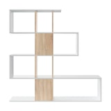 thumbnail of Libreria Design Zig Zag Scaffale Mensola Moderna Bianca Rovere Mobile per Libri con Ripiani per Soggiorno Salotto 145 x 145 x 29 cm Bianco Rovere