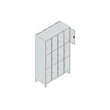 thumbnail of C+P Schließfachschränke Classic PLUS, Füßen, 12 schmale Abteile, HxBxT 195x120x50cm, Zylinderschloss, Hellgrau/Rot von PROREGAL