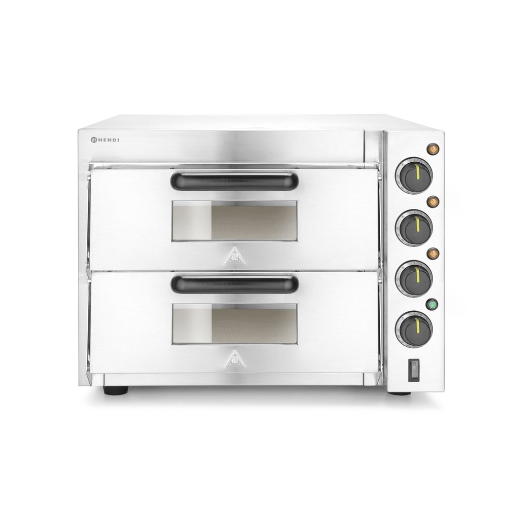 HENDI Doppeldeck-Pizzaofen 3000W, Silber, 230V/3000W, 580x560x(H)435mm