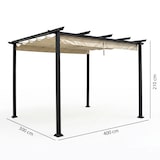 thumbnail of Pergola 3x4 m van zwart gelakt aluminium met verschuifbaar polyester dak in crème, stevig en verstelbaar voor tuin, terras – Eolo