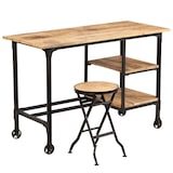 thumbnail of vidaXL Schreibtisch mit Klapphocker Mangoholz Massiv 115x50x76 cm