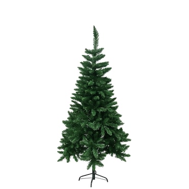 Árvore de Natal artificial 150 cm 663 ramos verde denso Base Ø 91 cm Metal em forma de cruz