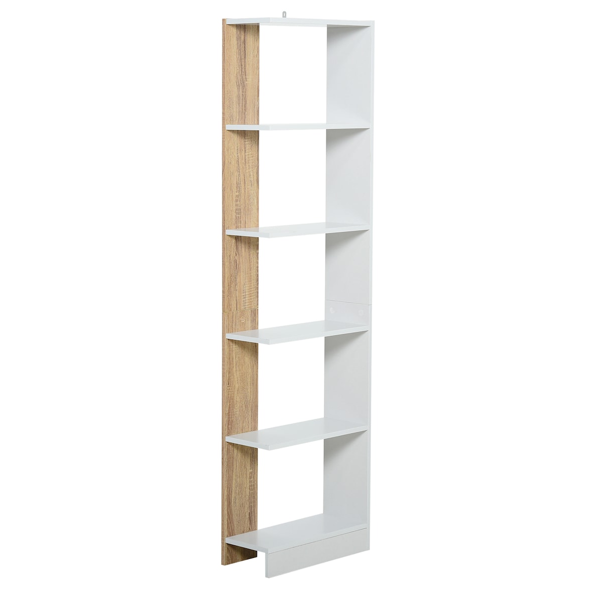 Estantería con 5 Estantes Multiusos con Base Elevada 45x21x170 cm Blanco y Roble