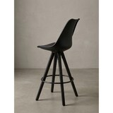 thumbnail of Skandinavischer Barhocker: Polsterung, Rückenlehne, X-Beine mit Metallring, Kunstleder-Sitzschale, Filzgleiter. 49x53x113 cm | Kadima Design