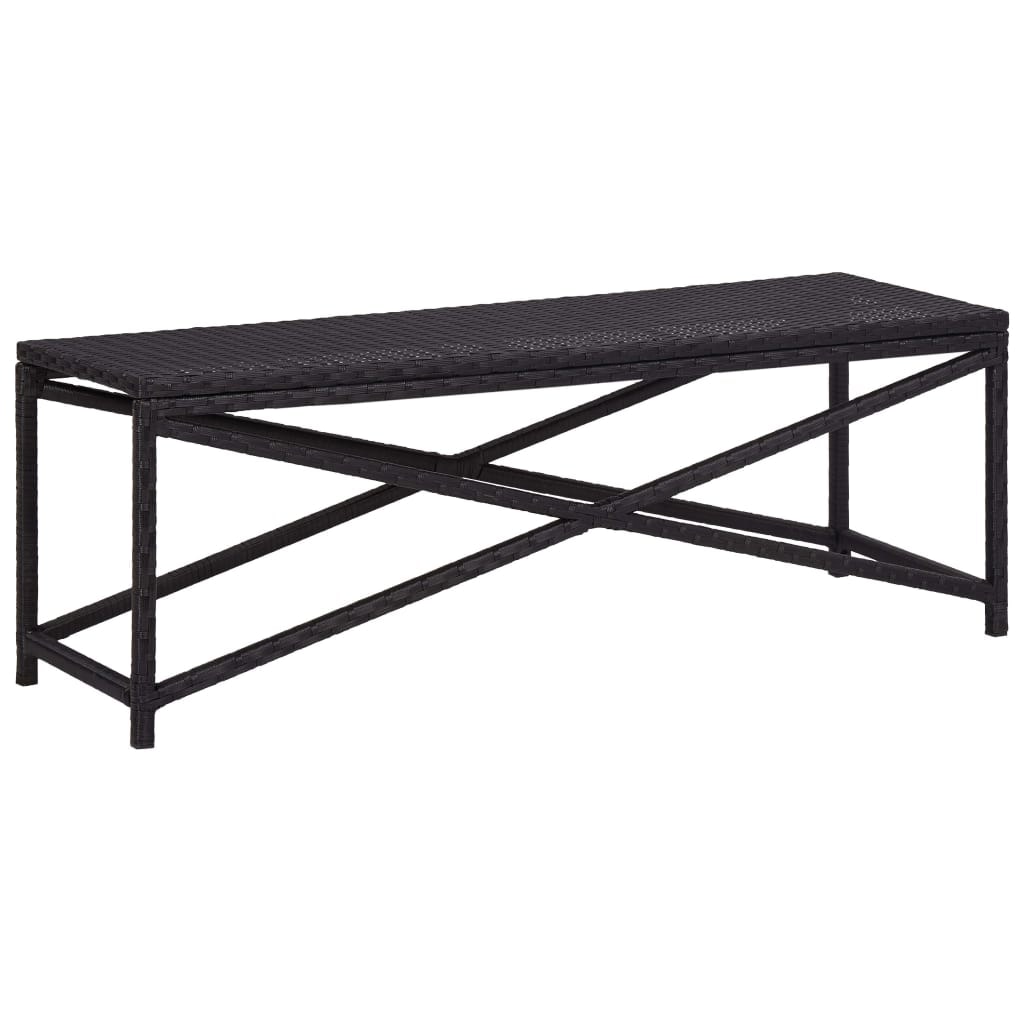 Helloshop26 - Banco de jardín mobiliario de exterior para terraza 120 x 40 x 43 cm resina trenzada negra 02_0011209