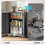 thumbnail of Aktenschrank Metallschrank 75x33x110 cm mit Lamellentüren und 2 verstellbaren Einlegeböden Grau für Büro und Haushalt