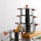 thumbnail of BERGNER - NONA 8-teiliges Kochgeschirr-Set (16/18/20/24cm) aus Edelstahl, induktionsgeeignet, mit einem Set aus 3 Silikon- und Holzutensilien