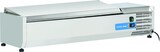 thumbnail of Edelstahl-Kühlvitrine für 5 GN1/4 Tabletts. Abmessungen 120x33,5x28,1h cm. Temperatur +2°C/+8°C. Kühlkopf VRX 12/33S/S