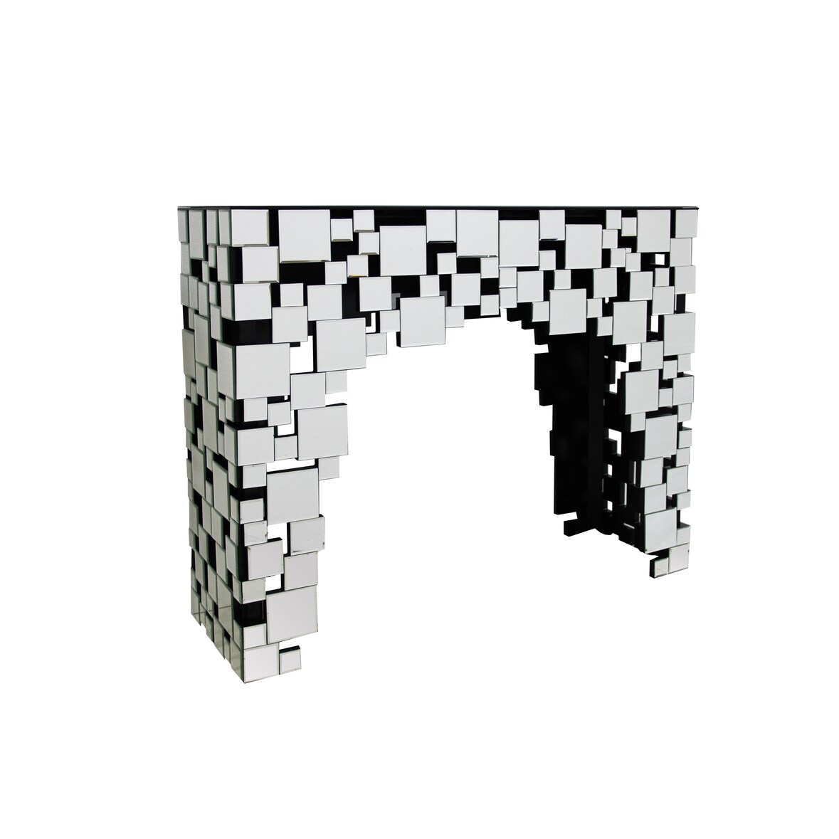 SalesFever Konsolentisch aus MDF mit Spiegelglas | Mosaik-Design | B 111 x T 35,5 x H 91 cm | verspiegelt