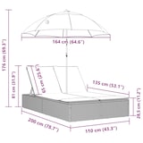 thumbnail of vidaXL Ligbed 2-persoons met kussens en parasol poly rattan beige