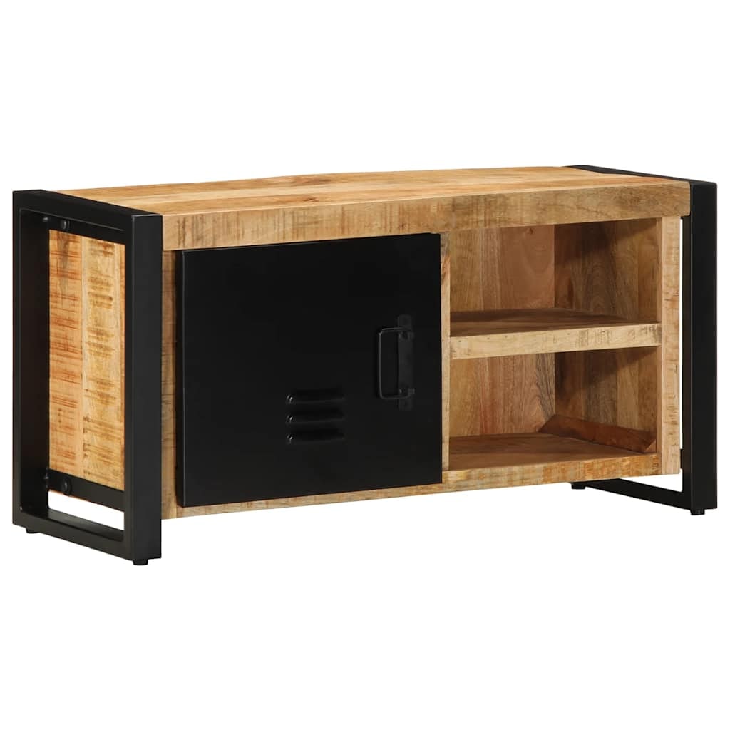 Helloshop26 - Meuble TV design industriel avec grand espace de rangement 80 x 30 x 40 cm en bois massif de manguier brun 02_0057628
