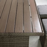 thumbnail of Set salón de jardín 6 plazas con sofá, 2 sillones, 2 pufs y mesa en polywood efecto madera, elegante y resistente - CATANIA