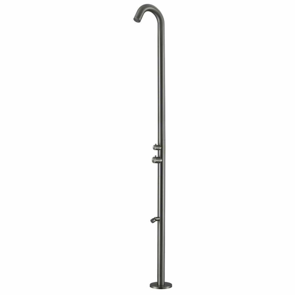 Chuveiro Exterior QUARTU Aço Inoxidável 316L e Lavador de Pés H 228,9 cm Inox Gunmetal