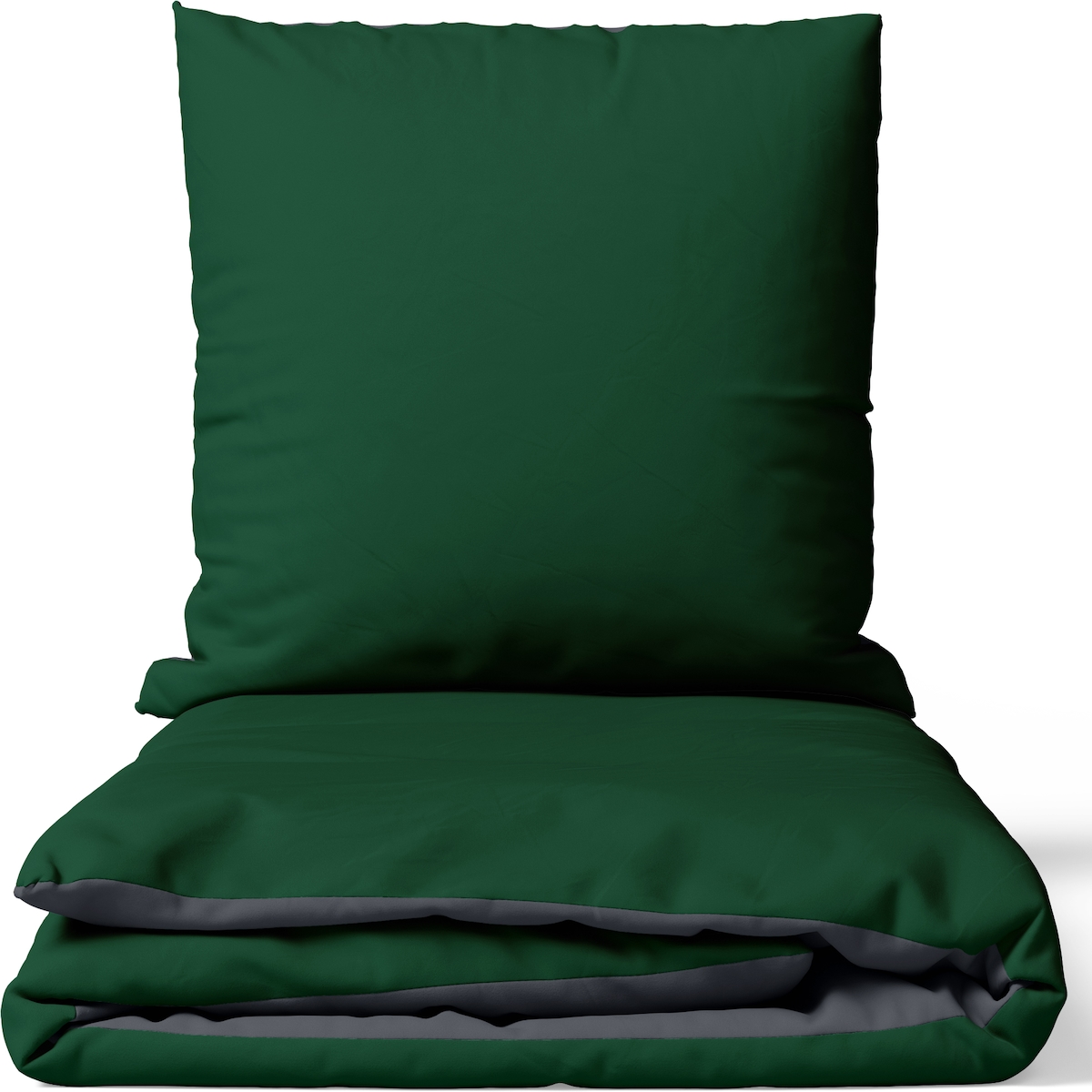 Leonado Vicenti Satin Bettwäsche 200x200 cm 100% Baumwolle Grün Luxus Set Uni Wendeseite Anthrazit Kissenbezug 80x80 cm Reißverschluss