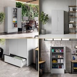 thumbnail of Metallschrank mit Einzel-Schublade RUEL 195x90x40cm Grau Büroschrank Aktenschrank Stahlschrank Fachbodenschrank Werkstattschrank