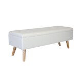thumbnail of Relaxdays Sitzbank mit Stauraum, HxBxT: 40 x 110 x 40 cm, Leinenoptik, Holzfüße, gepolstert, Schlafzimmer, Flur, weiß